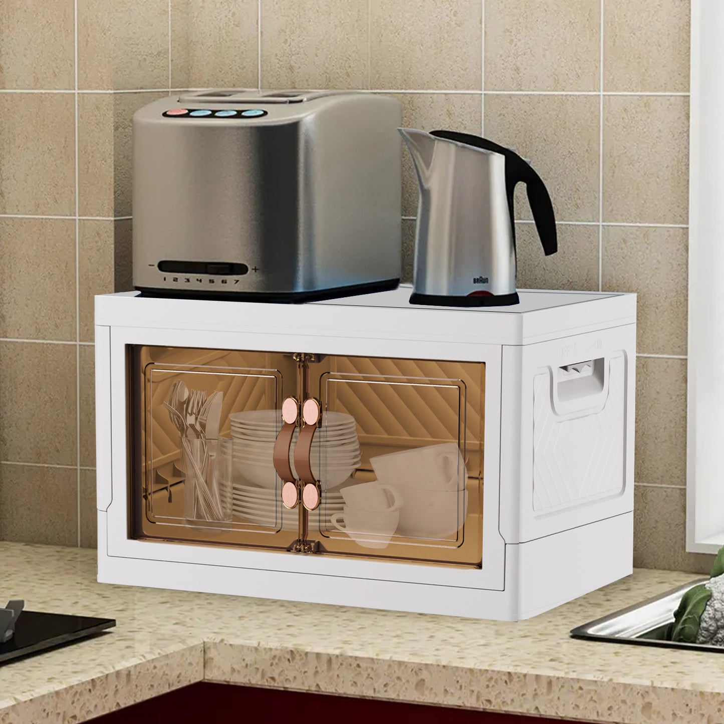 Bacs de rangement empilables avec couvercle, armoire de rangement pliable en plastique, boîte pliante pliable, chariot de rangement avec roue et porte