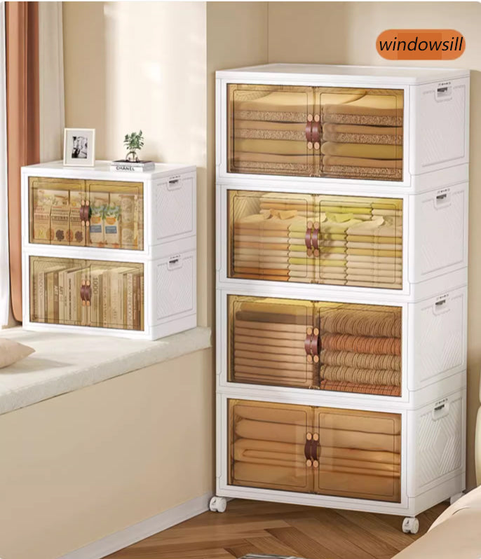 Plastic Storage Box with Lids Closet Storage Containers Blankets Toy Towel Storage 60-5