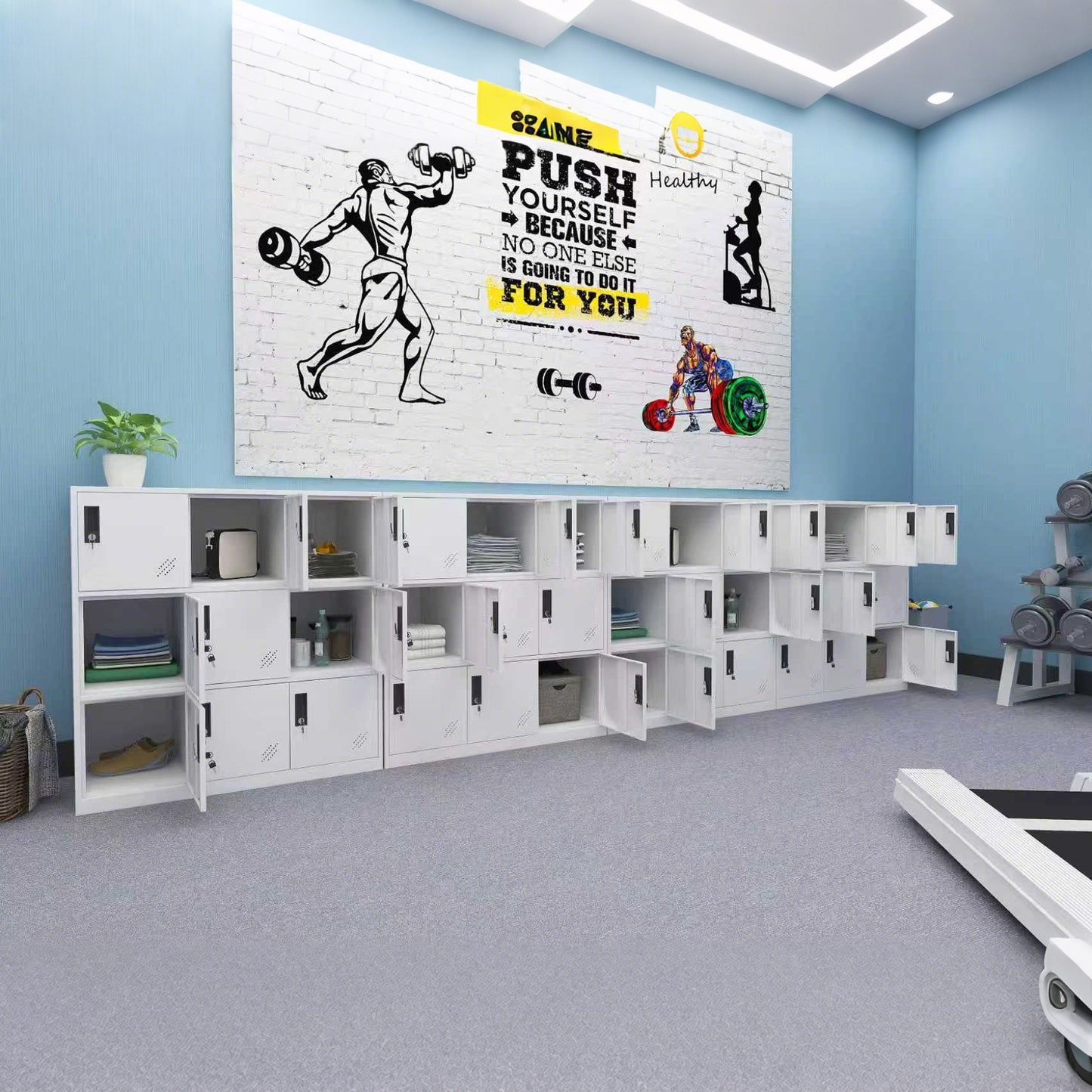 9 Door White Storage Locker Cabinet Employee Lockers for Gym,Home, Office, Living Room