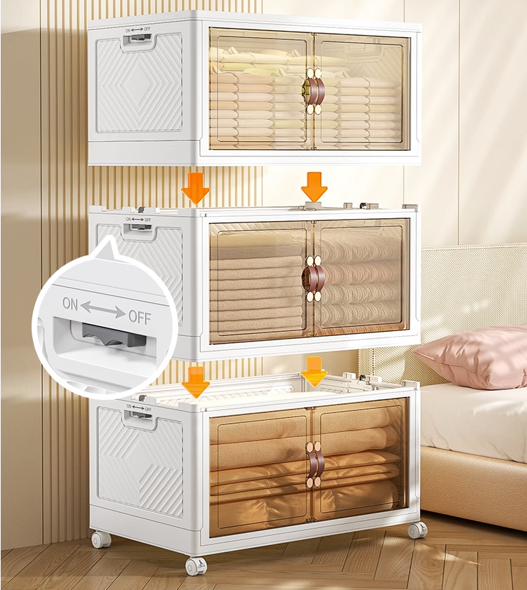 Plastic Storage Box with Lids Closet Storage Containers Blankets Toy Towel Storage 60-5