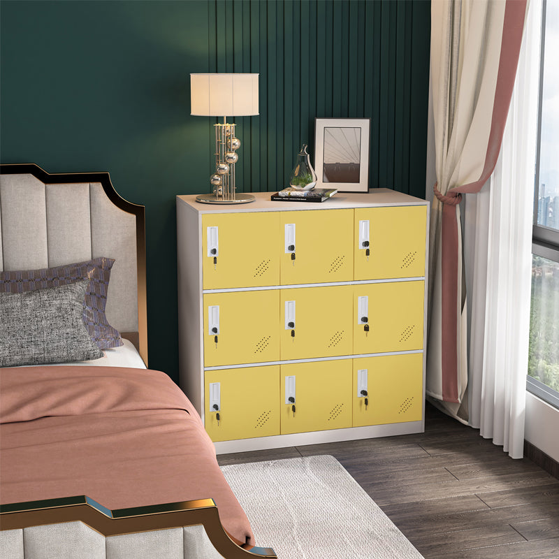 Mecolor 9 Door Filing Cabinet Armoire Wardrobe Closet Organization Entryway Cabinet File Cabinet with Lock