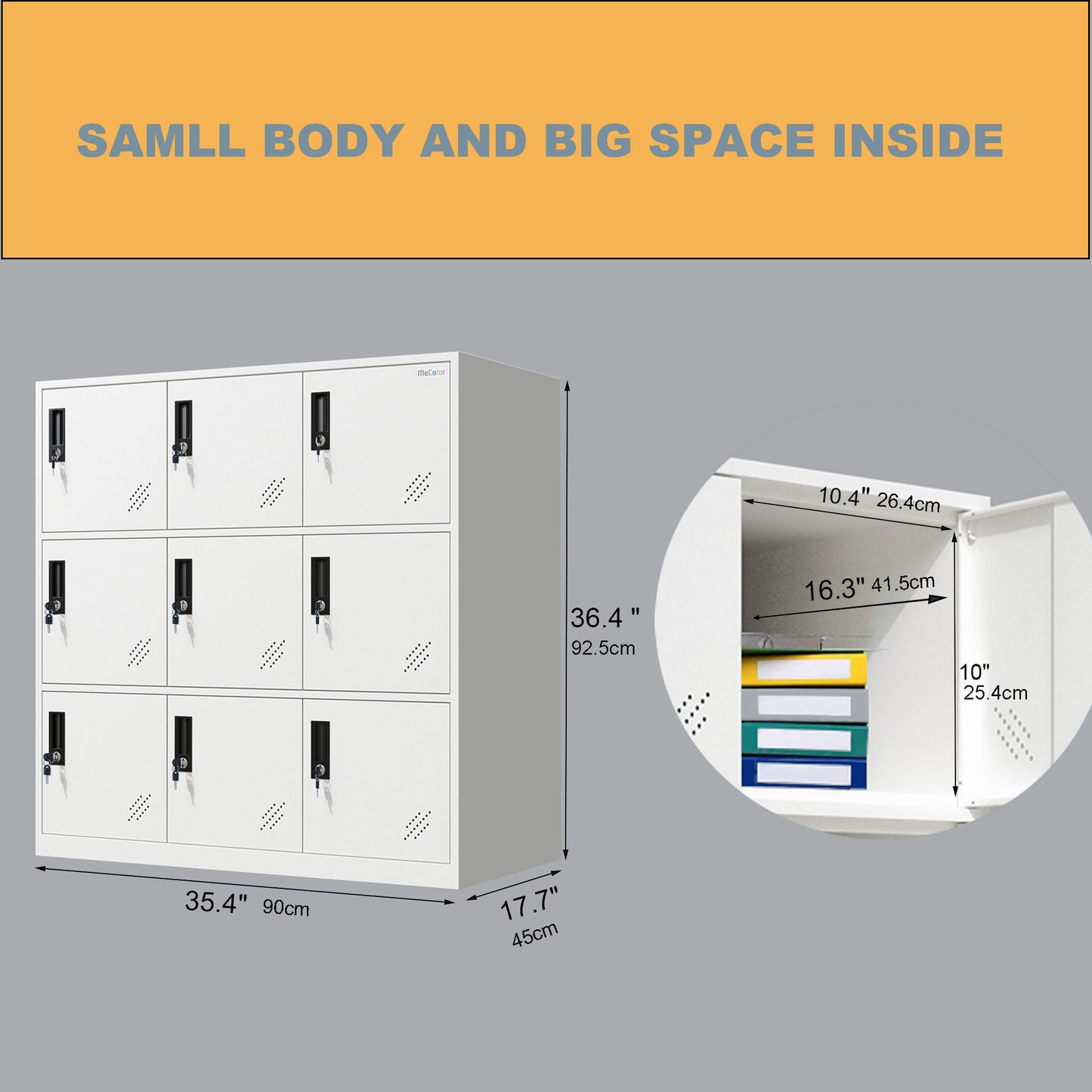 9 Door White Storage Locker Cabinet Employee Lockers for Gym,Home, Office, Living Room