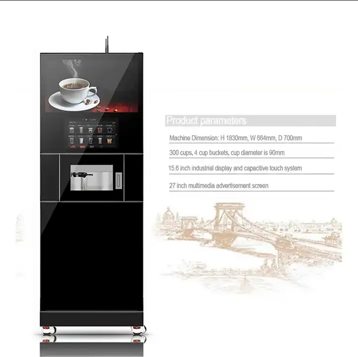 Automatic coffee vending machine foot standing, Instant coffee vending machine with touch screen