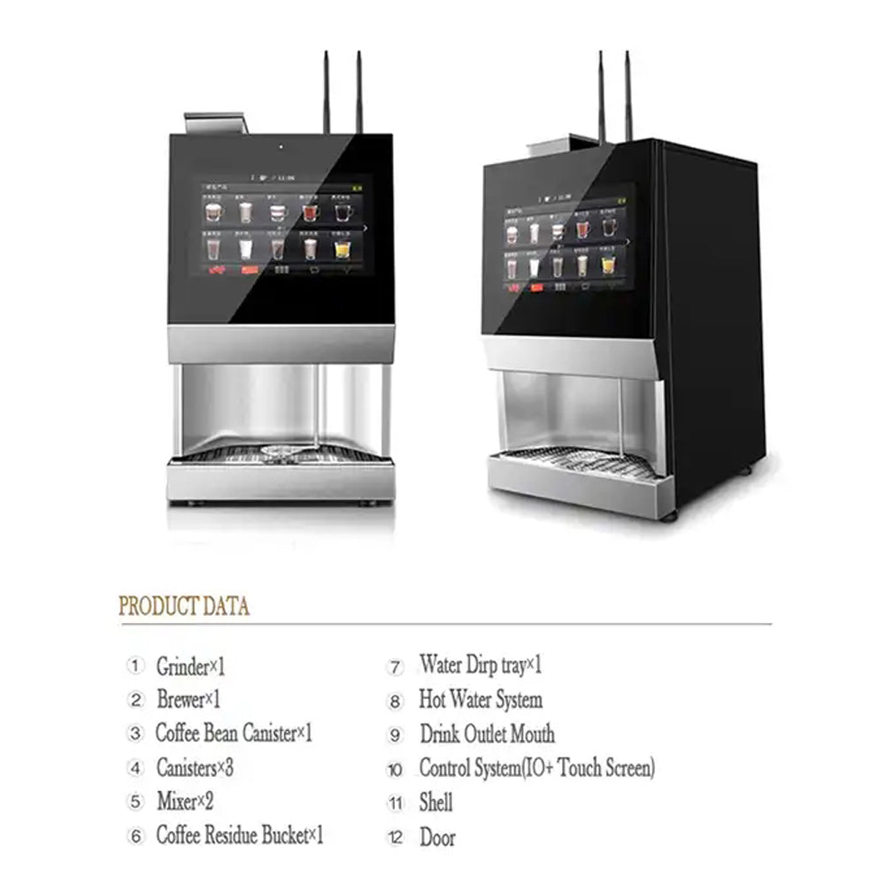 Instant Table-Top Coffee Vending Machine with 15.6＂Touch Screen, Automatic Drink Office Coffee Machine