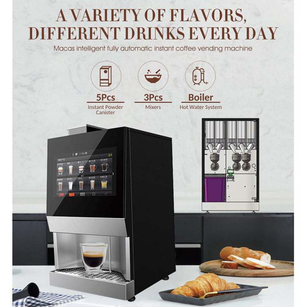 Instant Table-Top Coffee Vending Machine with 15.6＂Touch Screen, Automatic Drink Office Coffee Machine