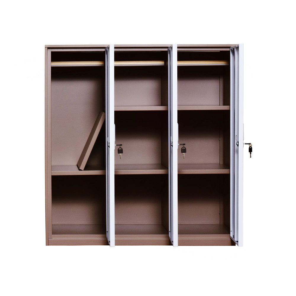 Mecolor 3-türiger Kleiderschrank mit Türen und Regalen, Vitrine, Eingangsschrank