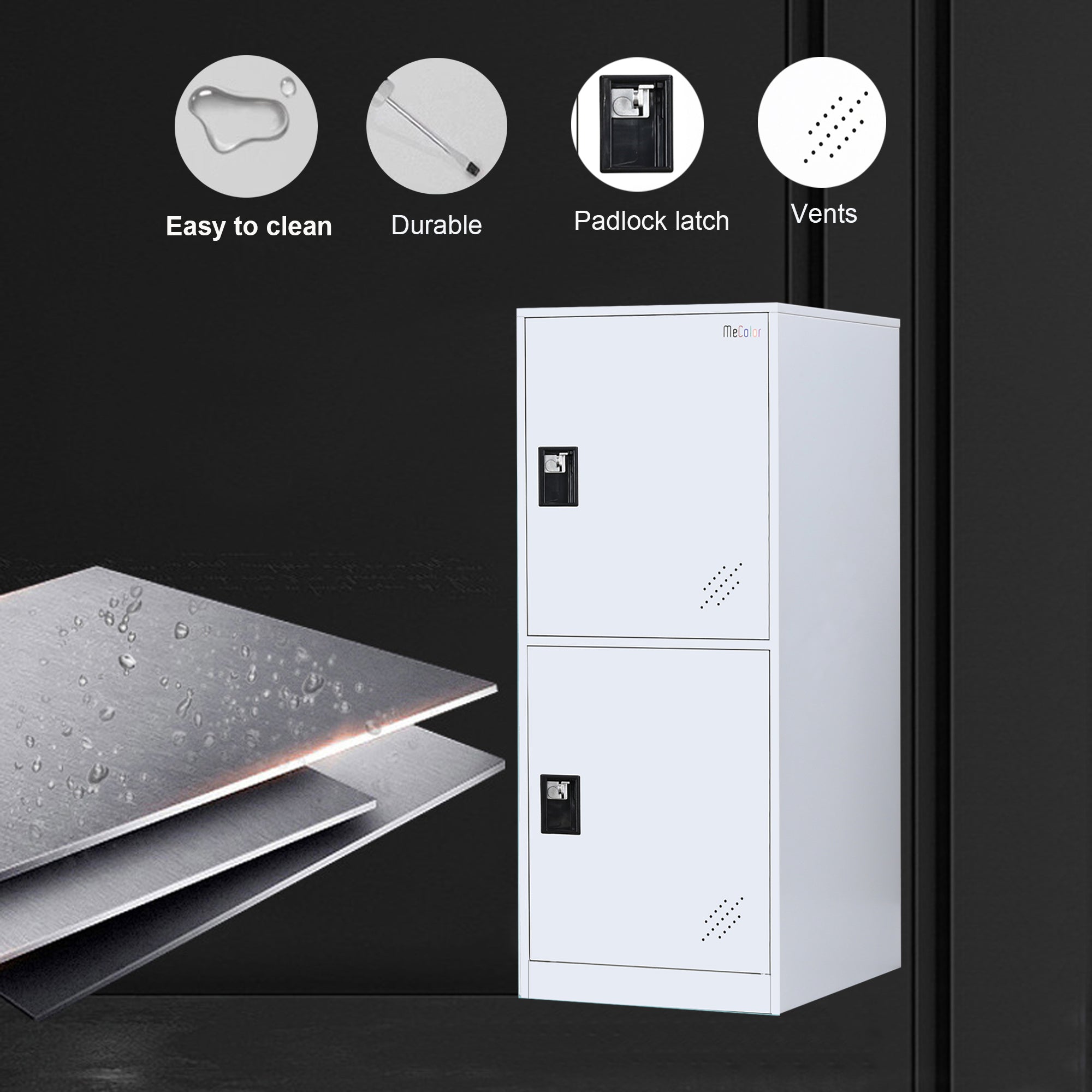 Armadio metallico con porte, piccolo armadietto verticale per libri, documenti, attrezzi, armadio angolare per camera da letto, soggiorno, garage, palestra, ufficio