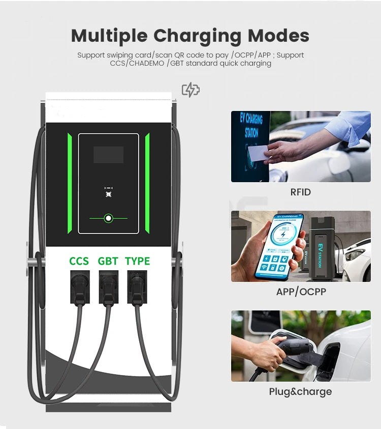 Station de recharge pour véhicules électriques de voiture électrique CC intelligente commerciale à 3 pistolets 40kW 80kW 120kW 240kW CCS2 Station de recharge rapide publique pour véhicules électriques