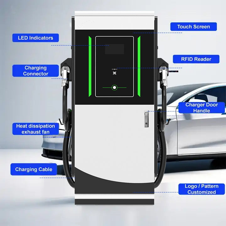 Station de recharge pour véhicules électriques de voiture électrique CC intelligente commerciale à 3 pistolets 40kW 80kW 120kW 240kW CCS2 Station de recharge rapide publique pour véhicules électriques
