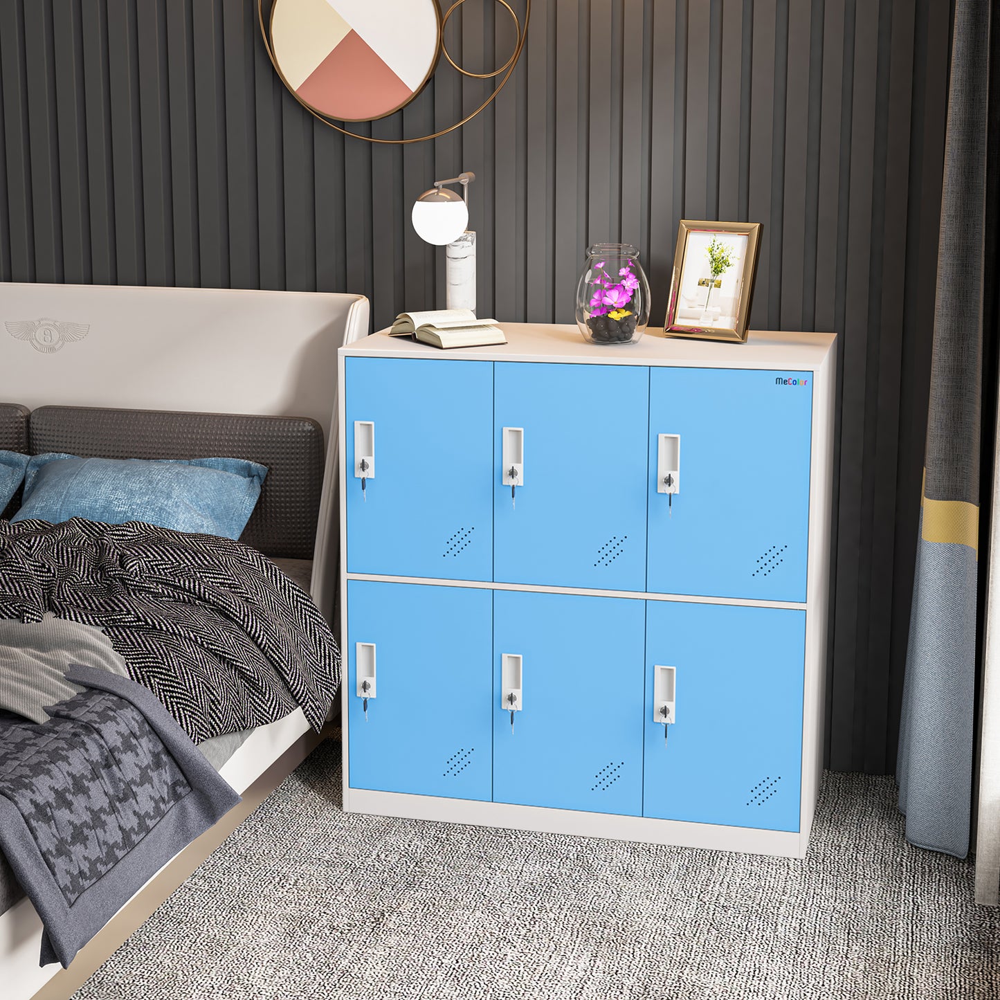 6 Door Storage Cabinet with Key Lock, Grage Organization, Cube storage Organizer, File cabinet