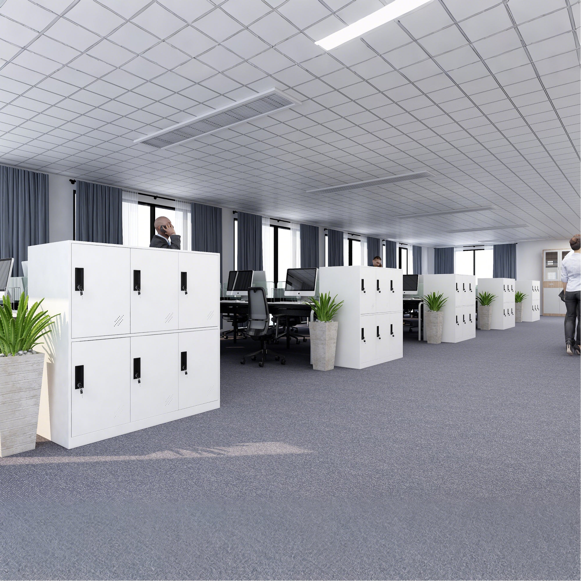 Armoire de rangement de bureau à 6 portes, organisateur de placard, classeurs pour bureau à domicile