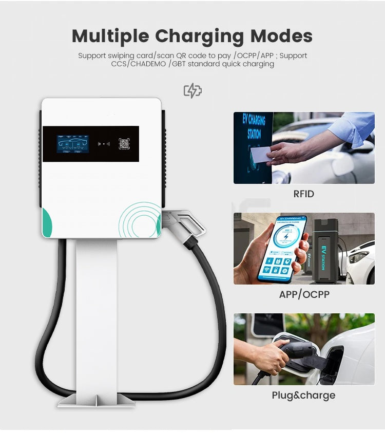 Chargeur rapide 20kw 30kw 50kw 40kw niveau 2 Colonne murale intelligente pour voiture Super borne de recharge CC pour VE avec RFID 4G pour usage commercial