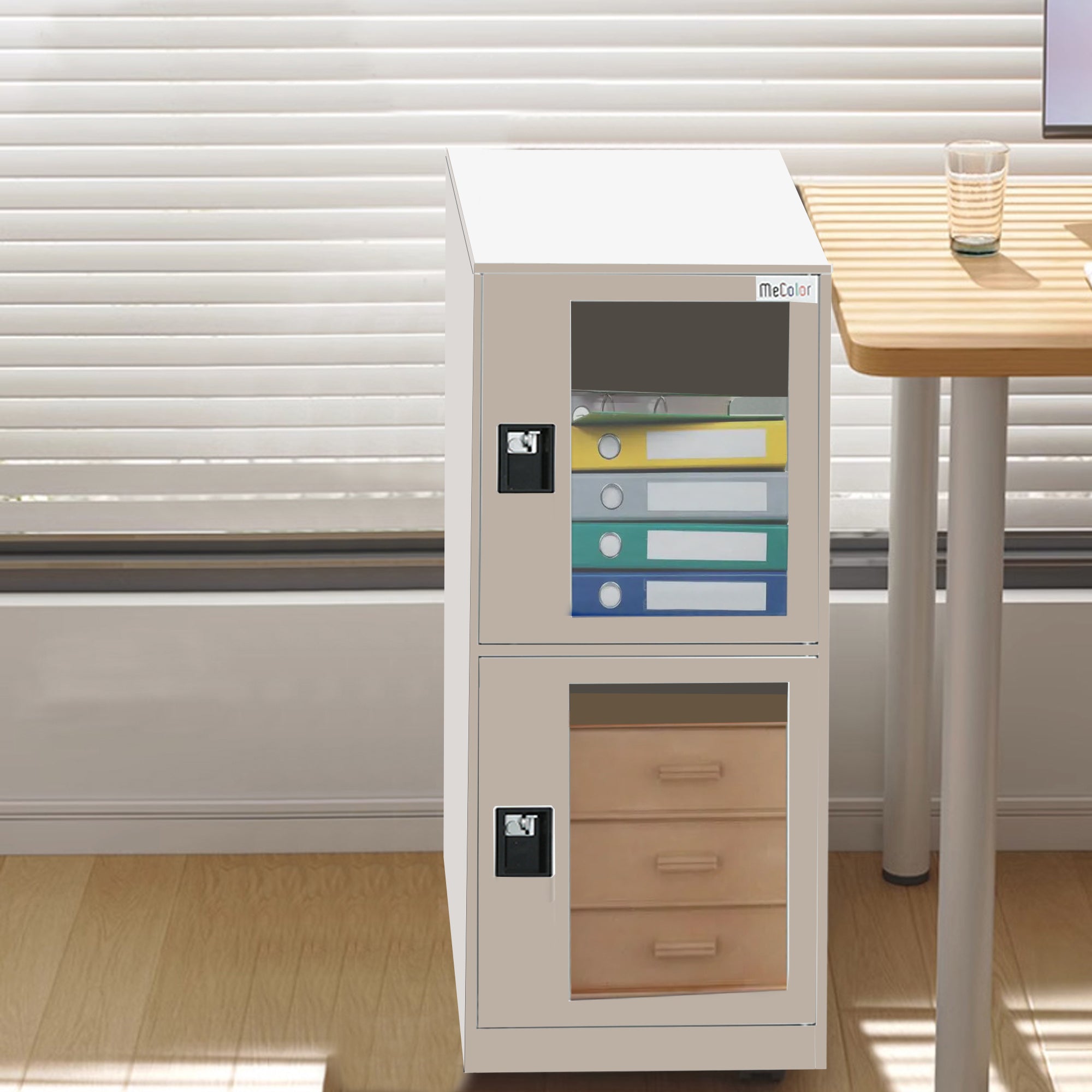 Armadio da archivio mecolor con serratura, armadietto per documenti, armadio angolare per soggiorno, camera da letto, garage