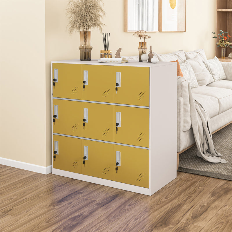 Mecolor 9 Door Filing Cabinet Armoire Wardrobe Closet Organization Entryway Cabinet File Cabinet with Lock