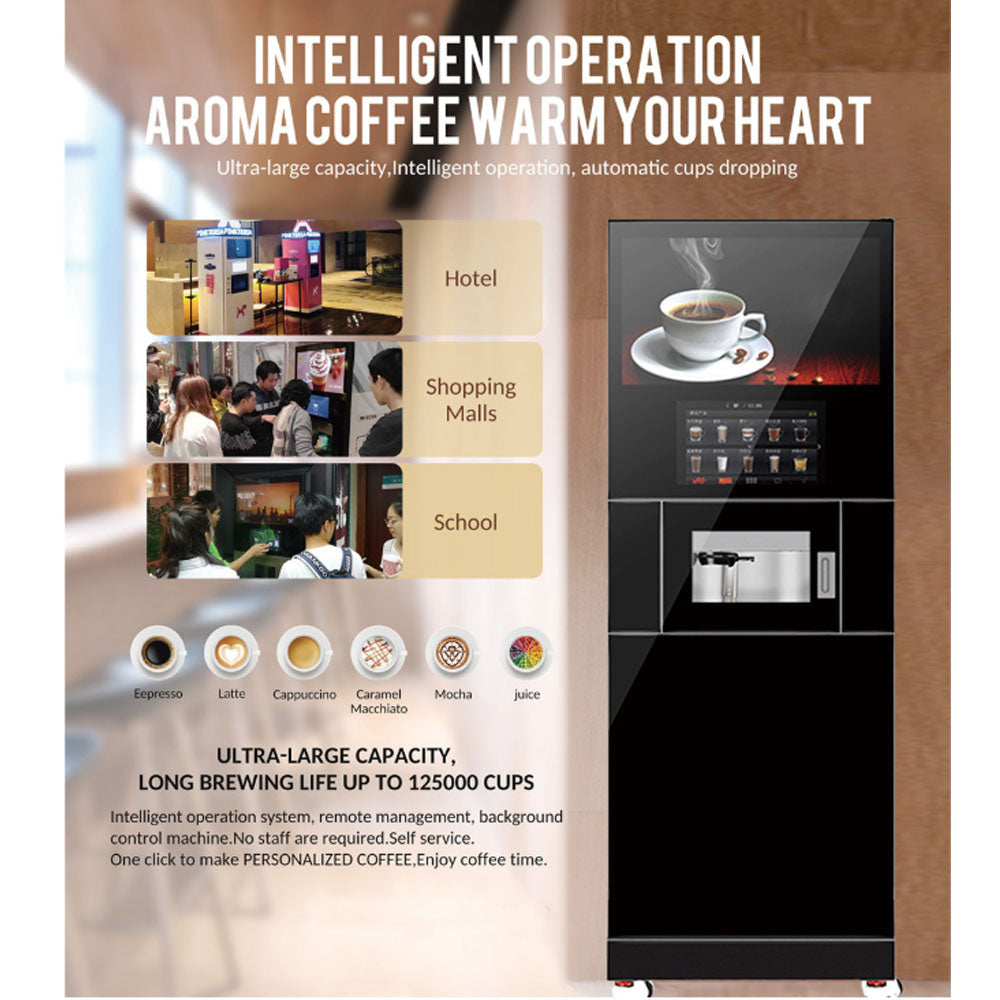 Automatic coffee vending machine foot standing, Instant coffee vending machine with touch screen