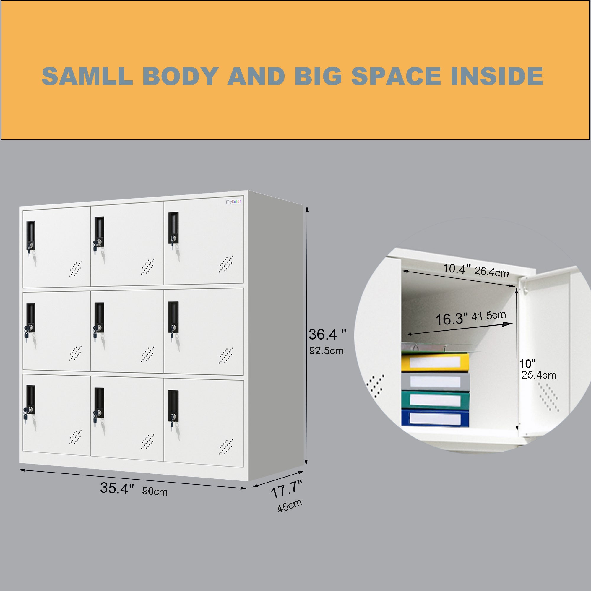 9 Door White Storage Locker Cabinet Employee Lockers for Gym,Home, Office, Living Room