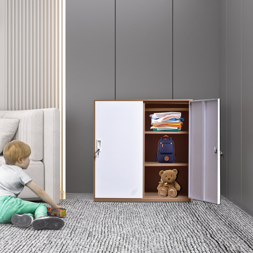 Mecolor Armoire de rangement à 2 portes avec étagères et vitrine pour entrée