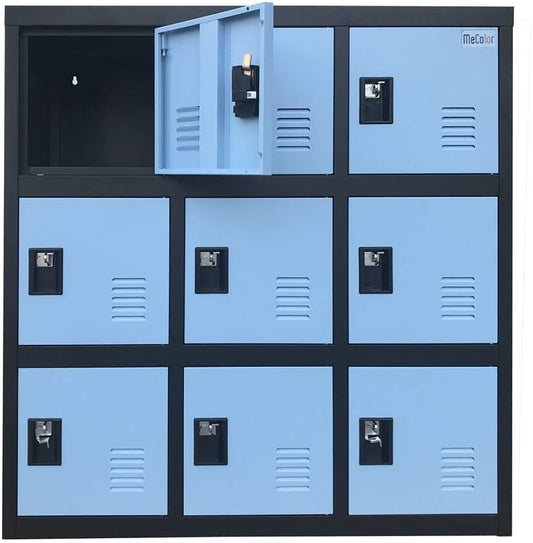 MECOLOR-casier en métal pour enfants, pour chambre à coucher et salle de jeux, rangement pour vêtements, sacs, jouets et livres (bleu, W9D-Padlock)