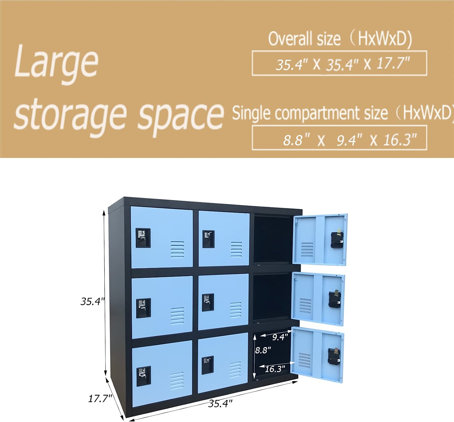 MECOLOR Vertical Single Tier Small Locker with Padlock latche 2