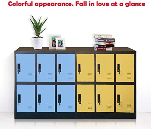 9 Door Locker Office Storage Locker Home and School Storage Organizer Metal Storage Cabinet with Lock for Classroom Gym Kids Room Playroom (Blue)