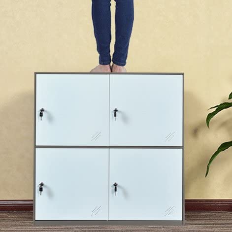 Casier en métal, casier d'armoire de bureau, organisateur de casier de salon et d'école, organisateur de casier à domicile, rangement pour enfants, chambre à coucher et armoire de rangement de bureau avec portes et serrure pour tissu blanc… (2/3/4/6/9D)）