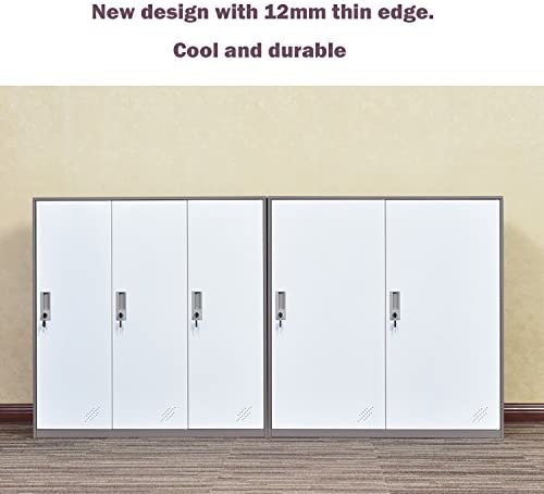 Small Office Metal Cabinet Locker with 3 Layer Each Door Storage for Cloth PC and Shoes,Changing Room Locker (2D)