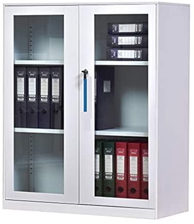Small Size Office Cabinet Black Color with Two Layer Lockable (30" Glass Door, Black)