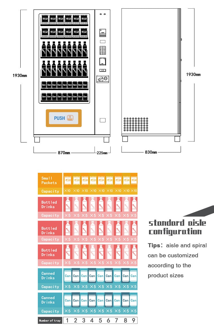 Smart vending machine for snacks and drinks
