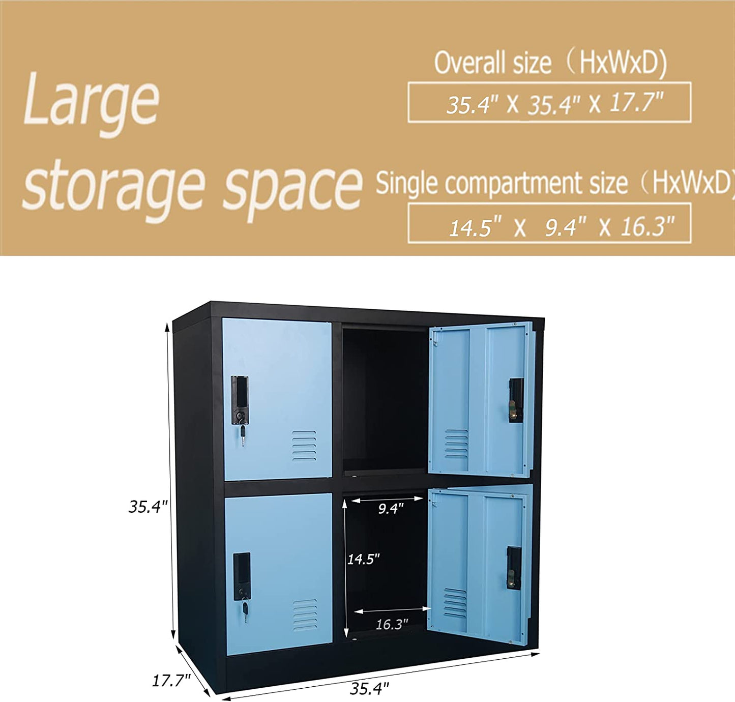Metal Locker for Kids' Bedroom  Playroom Storage for Clothes Bags Toys Book(6D)