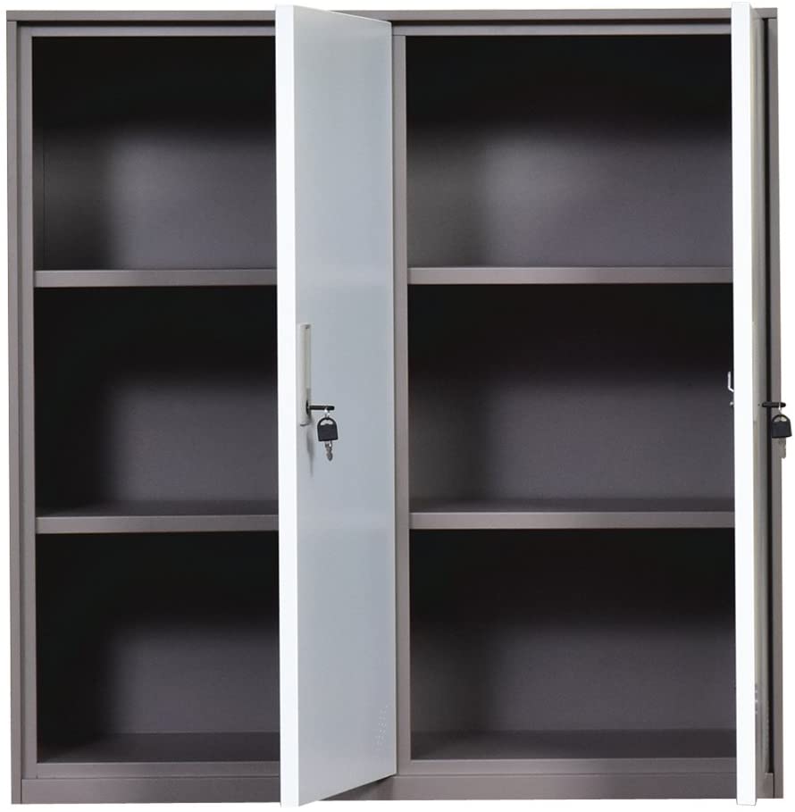 Small Office Metal Cabinet Locker with 3 Layer Each Door Storage for Cloth PC and Shoes,Changing Room Locker (2D)