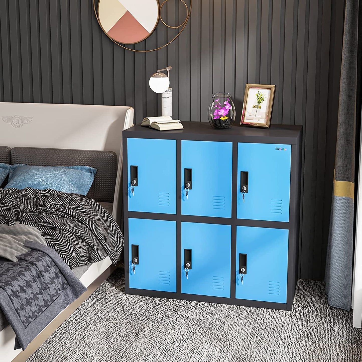 Metal Locker for Kids' Bedroom  Playroom Storage for Clothes Bags Toys Book(6D)