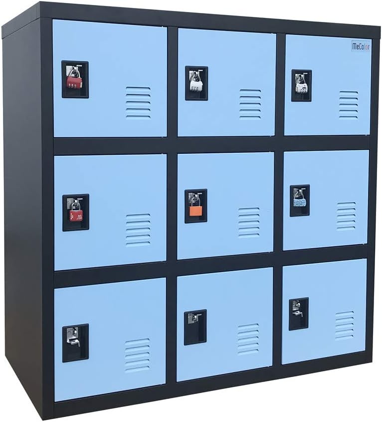 MECOLOR Metallschrank mit Schlossriegel, Spind für Zuhause, Büro, Schule